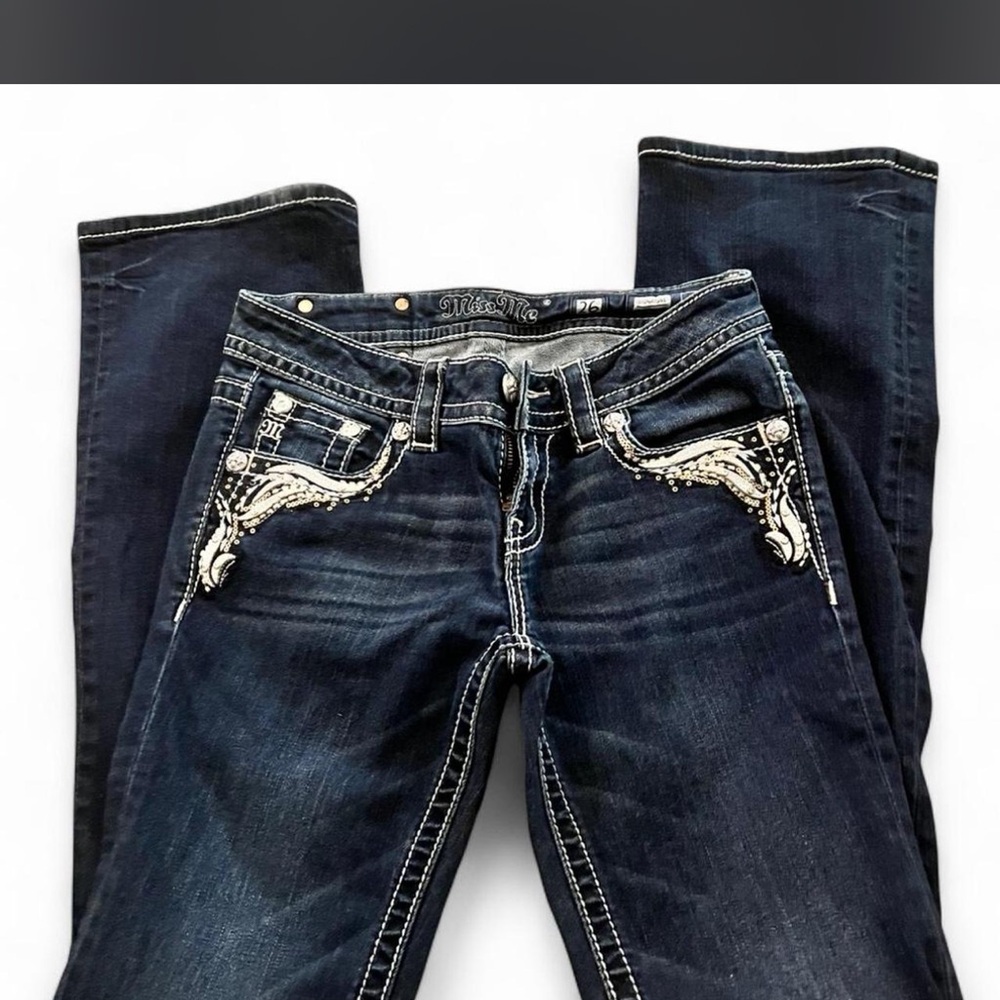 Miss Me Dark Blue Rhinestone Accent bootcut Jeans